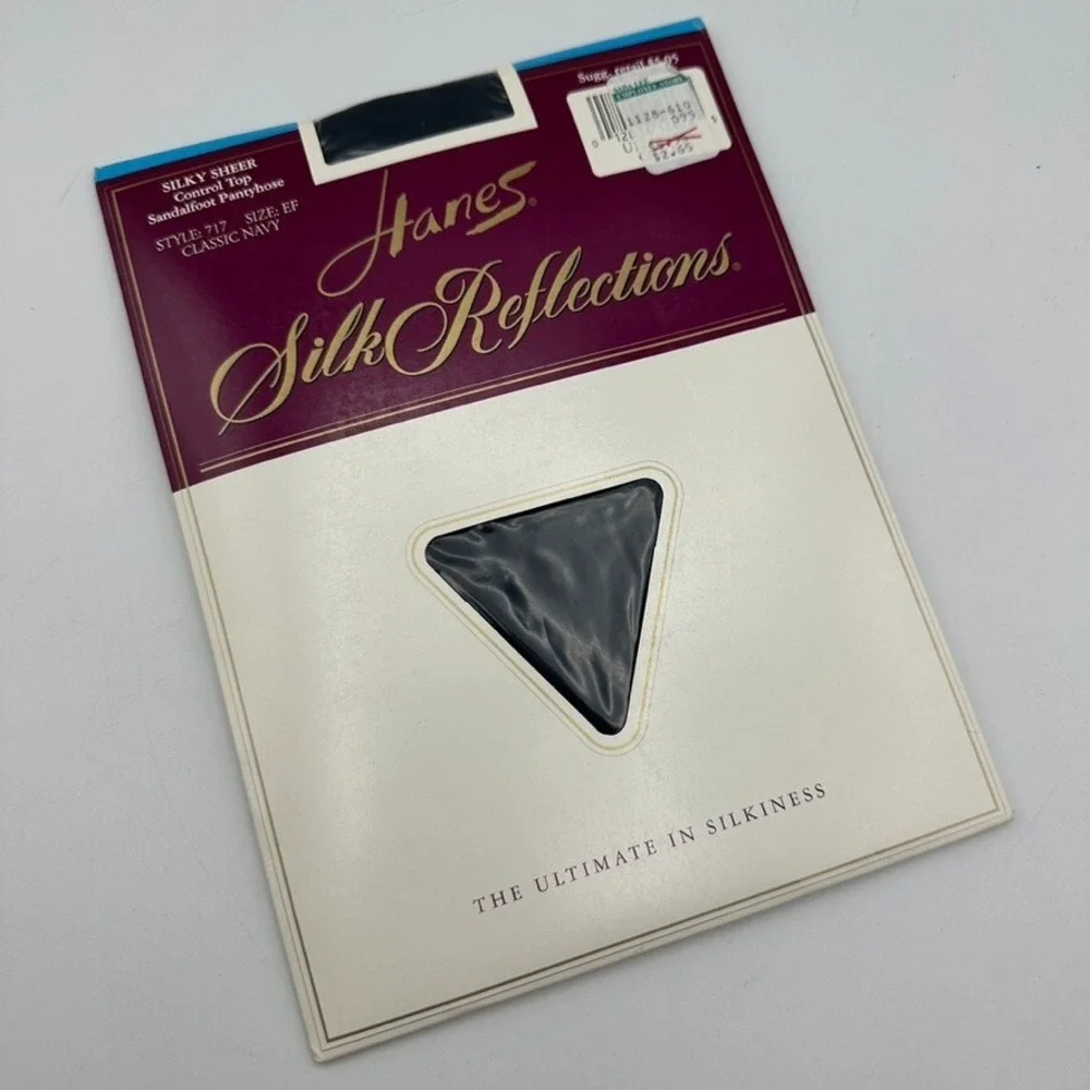 Hanes Pantyhose Women Size EF Classic Navy‎ Silk Reflections Silky Sheer 717